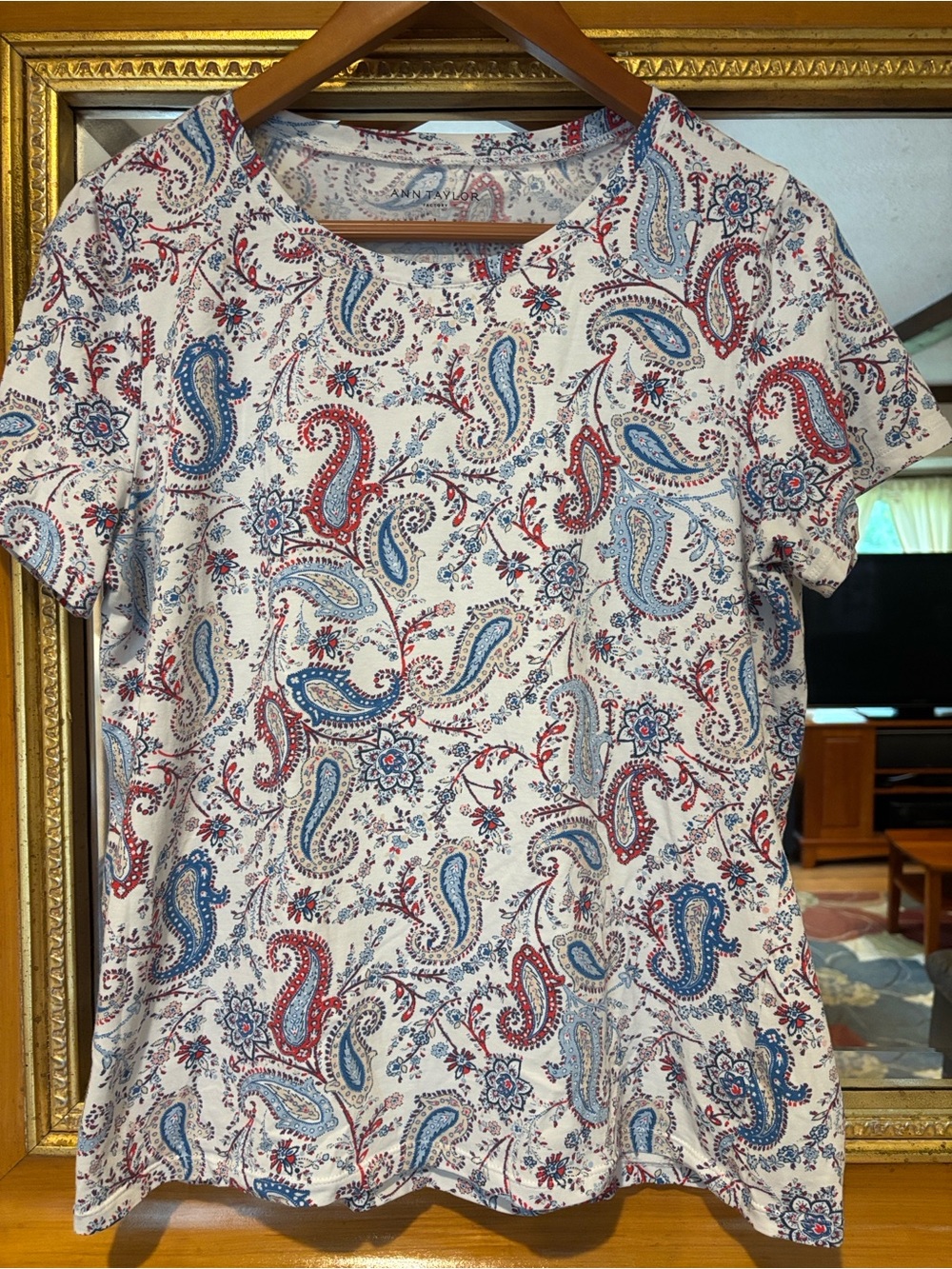 Ann Taylor Factory Red, White & Blue Tee - Size L